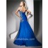 Mermaid One Shoulder Long Royal Blue Chiffon Party Prom Dress With Beading