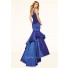 Mermaid One Shoulder Royal Blue Lace Taffeta Ruffle Evening Prom Dress