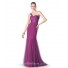 Mermaid One Shoulder Strap Long Purple Tulle Occasion Prom Dress