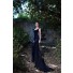 Mermaid Scoop Neck Side Cut Out Navy Chiffon Special Occasion Evening Dress