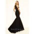 Mermaid See Through Black Tulle Lace Beaded Prom Dress
