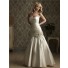 Mermaid Strapless Corset Back Ruched Satin Wedding Dress With Flower