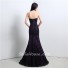 Mermaid Strapless Corset Purple Satin Black Lace Evening Prom Dress With Sash