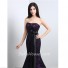 Mermaid Strapless Corset Purple Satin Black Lace Evening Prom Dress With Sash