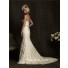 Mermaid Strapless Scoop Neck Ivory Lace Wedding Dress With Belt Buttons
