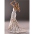 Mermaid Strapless Scoop Neckline Champagne Color Satin Wedding Dress Corset Back
