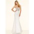 Mermaid Strapless Sweetheart Low Back White Lace Applique Beaded Prom Dress