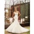 Mermaid Strapless Sweetheart Ruched Organza Lace Wedding Dress With Chapel Train