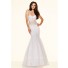Mermaid Strapless Sweetheart See Through White Tulle Lace Beaded Prom Dress