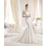 Mermaid Strapless Tight Fitting Lace Wedding Dress With Tulle Sleeved Jacket