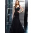 Mermaid Sweetheart Black Chiffon Beaded Formal Occasion Evening Dress With Straps