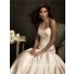 Mermaid Sweetheart Champagne Color Satin Wedding Dress With Ruched Train