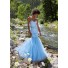 Mermaid Sweetheart Corset Back Blue Tulle Floral Beaded Prom Dress