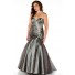 Mermaid Sweetheart Floor length Grey Taffeta Beaded Evening Prom Dress Plus Size