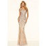 Mermaid Sweetheart Illusion Back Champagne Tulle Silver Beaded Prom Dress With Straps