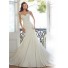 Mermaid Sweetheart Keyhole Open Back Pleated Satin Lace Wedding Dress With Crystals