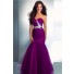 Mermaid Sweetheart Long Dark Purple Tulle Prom Dress With Crystals