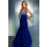 Mermaid Sweetheart Long Royal Blue Tulle Beaded Prom Dress With Ruching