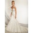 Mermaid Sweetheart Low Back Lace Beaded Wedding Dress With Straps Buttons