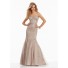 Mermaid Sweetheart Low Back Champagne Satin Tulle Beaded Prom Dress With Straps