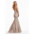 Mermaid Sweetheart Low Back Champagne Satin Tulle Beaded Prom Dress With Straps