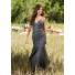 Mermaid Sweetheart Low Back Charaocal Gray Satin Tulle Beaded Prom Dress With Straps