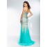 Mermaid Sweetheart Sheer See Through Corset Bodice Long Aqua Tulle Beaded Prom Dress