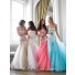 Mermaid Trumpet Sweetheart Long Champagne Sequin Beaded Tulle Prom Dress
