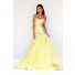 Mermaid Trumpet Sweetheart Long Champagne Sequin Beaded Tulle Prom Dress