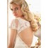 Mermaid V Neck Detachable Short Sleeve Organza Lace Wedding Dress KeyHole Open Back