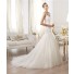 Mermaid V Neck Illusion Back Drop Waist Tulle Lace Wedding Dress With Straps
