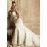 Mermaid V Neck Sheer Straps Lace Beaded Wedding Dress With Buttons