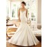 Mermaid V Neck Straps Sheer Back Taffeta Ruched Wedding Dress With Embroidery Crystal