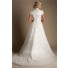 Modest A Line Cap Sleeve High Back Satin Lace Wedding Dress