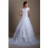 Modest A Line Cap Sleeve Organza Ruffle Lace Beaded Corset Wedding Dress