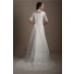 Modest A Line High Back Short Sleeve Lace Sparkly Wedding Dress