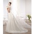 Modest A Line High Neck Satin Lace Wedding Dress With Detachable Train