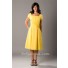 Modest A Line Short Sleeve Yellow Chiffon Party Bridesmaid Dress With Flower Sash