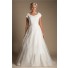 Modest A Line Sweetheart Cap Sleeve Organza Lace Wedding Dress With Sash