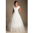 Modest Ball Gown Drop Waist Tulle Beaded Wedding Dress With Sleeves
