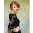 Modest Little Black Lace Sequin Taylor Swift Dress With Sleeve