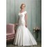 Modest Mermaid Cap Sleeve Corset Back Ruched Satin Wedding Dress With Rosette