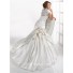 Modest Mermaid Scalloped V Neck Cap Sleeve Ivory Satin Lace Wedding Dress With Pick Up Skirt