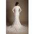 Modest Mermaid Scoop Neck Long Sleeve Lace Wedding Dress With Buttons