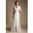 Modest Mermaid Short Sleeve Lace Wedding Dress With Crystals Belt