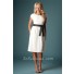 Modest Sheath Scoop Neck Sleeve Ivory Lace Party Bridesmaid Dress With Black Sash