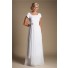 Modest Sheath Sleeve White Chiffon Garden Beach Wedding Dress Without Train
