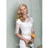 Modest Slim Mermaid Sweetheart Short Sleeve Beaded Lace Satin Wedding Dress With Buttons