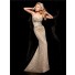 New Slim Sweetheart Long Gold Sequined Beaded Evening Prom Dress With Train