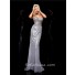 New Slim Sweetheart Long Silver Sequined Beaded Evening Prom Dress With Train